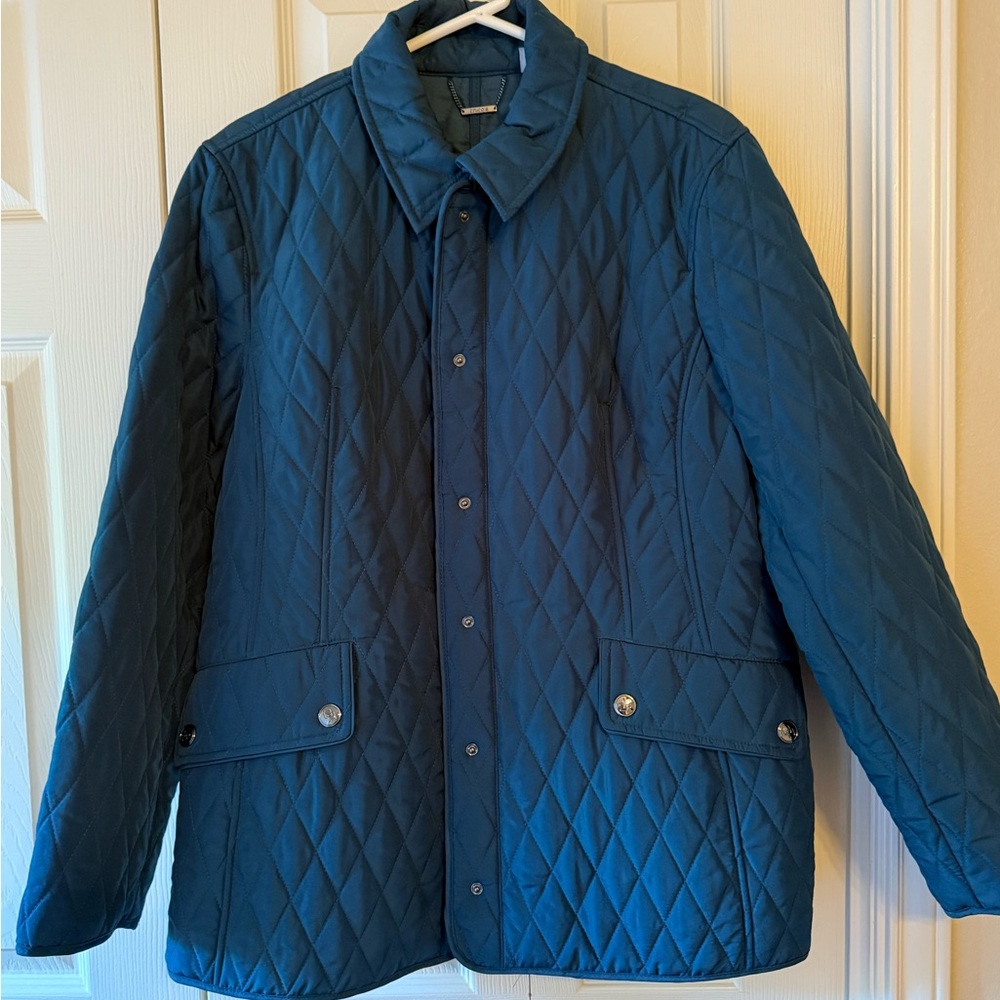 Chico's Teal Quilted Modern Coat